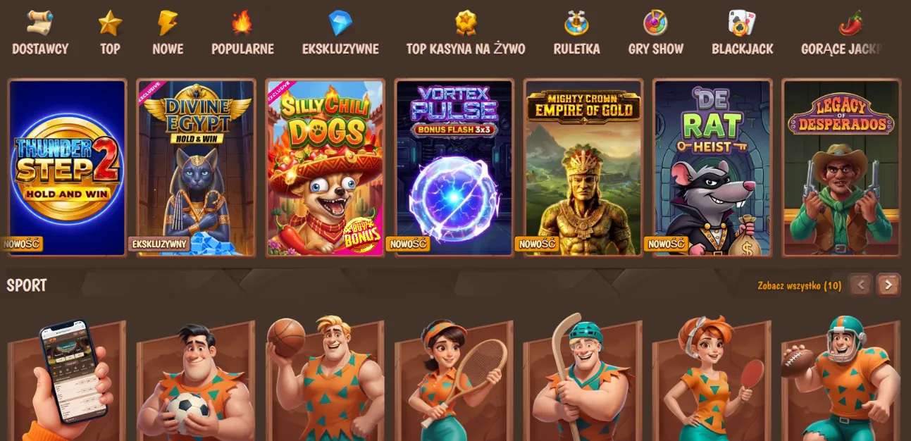 Katalog gier i slotów online w Stone Vegas